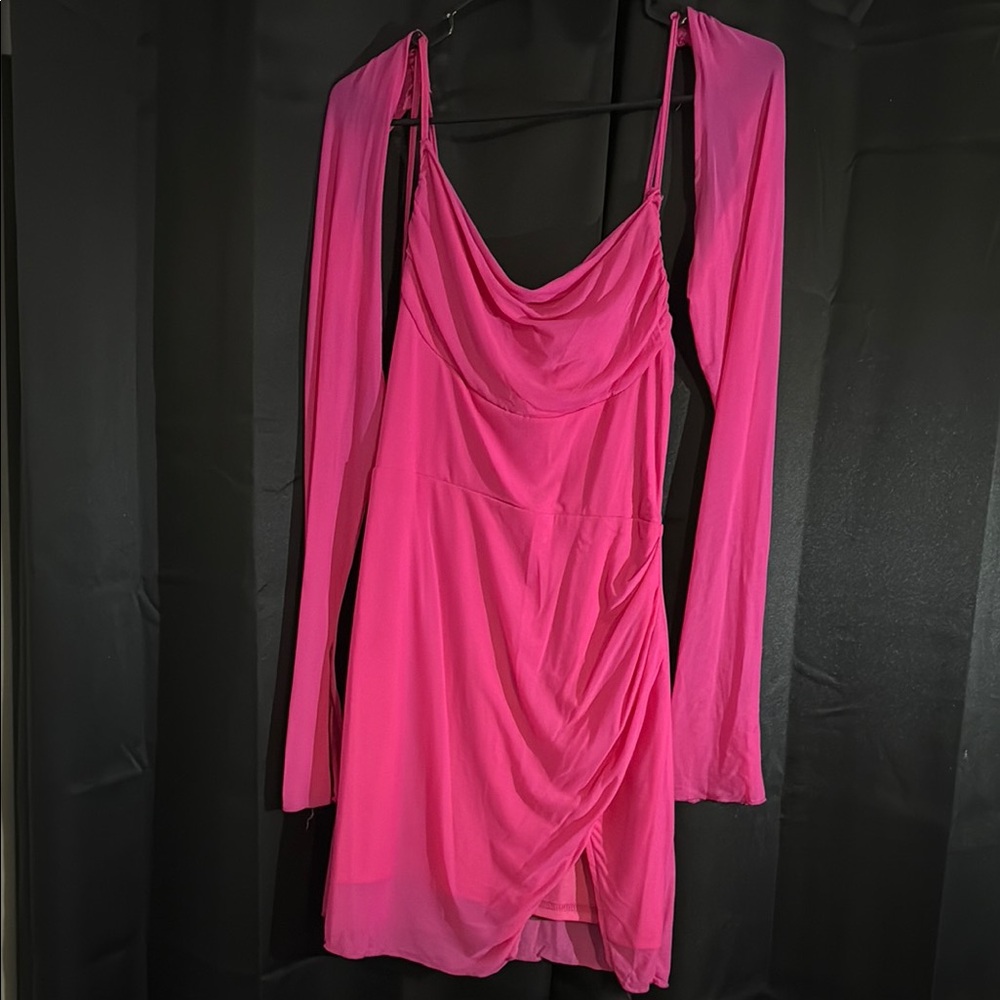Chic Hot Pink Draped Dress